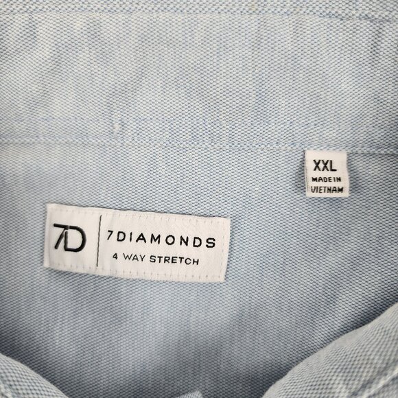 7 Diamonds Shirt Mens XXL Blue 4-Way Stretch Oxford L/S Button Up - Picture 3 of 6